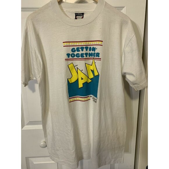 Vintage 1990s JAM Jesus And Me Puffy Print Single Stitch Screen Stars T Shirt XL - Picture 6 of 8